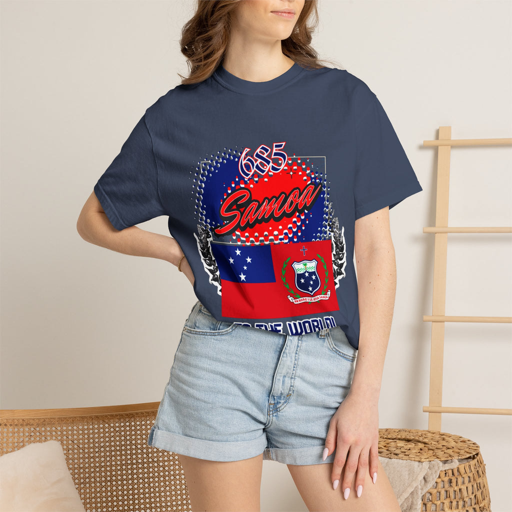 685 Samoa Pride T-Shirt — 'Samoa to the World' Flag Graphic