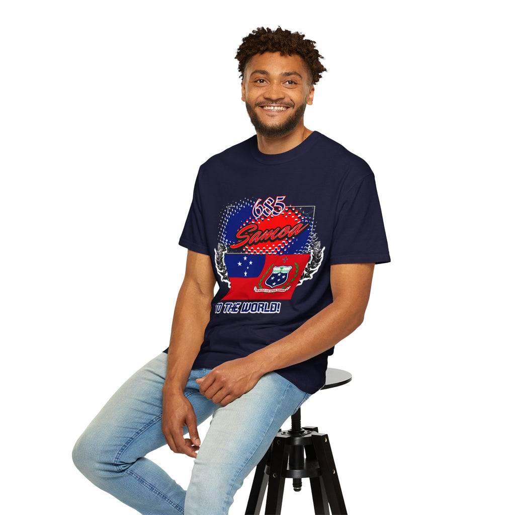 685 Samoa Pride T-Shirt — 'Samoa to the World' Flag Graphic