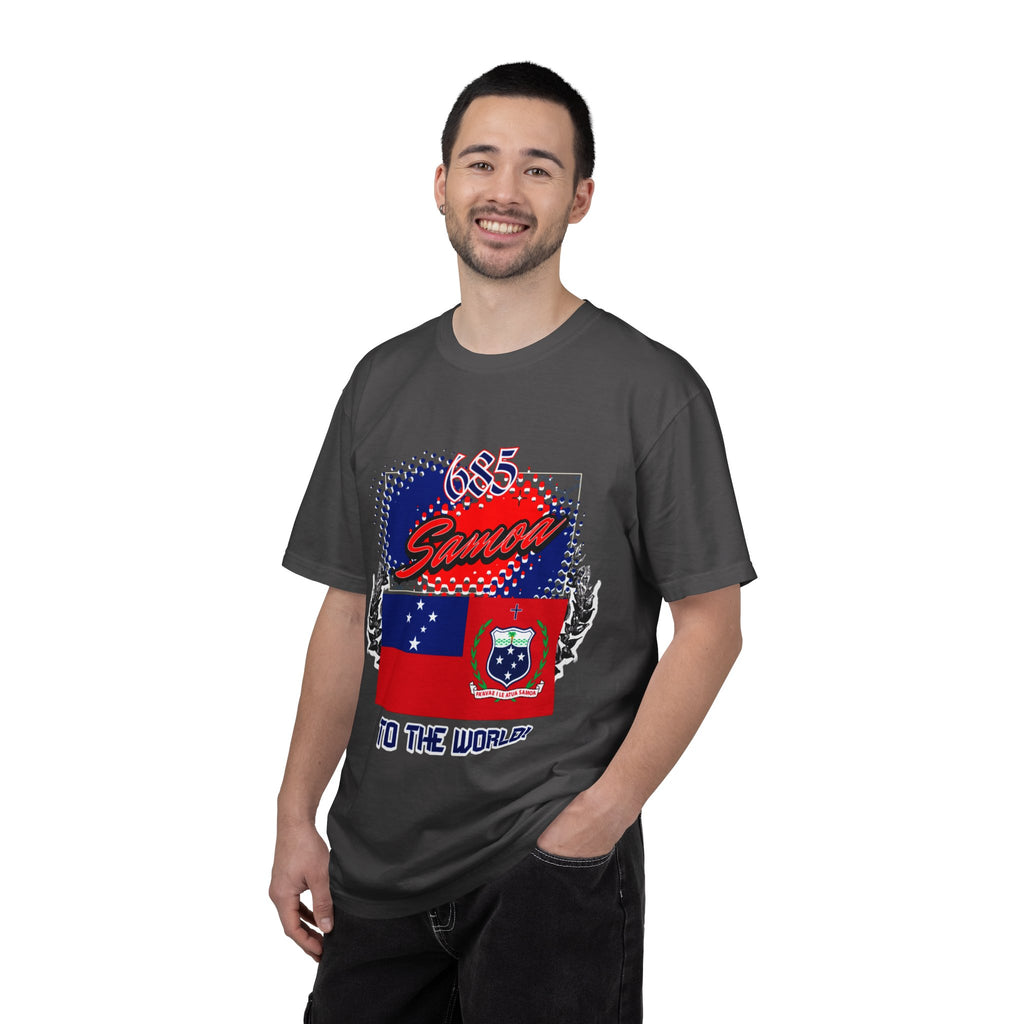 685 Samoa Pride T-Shirt — 'Samoa to the World' Flag Graphic