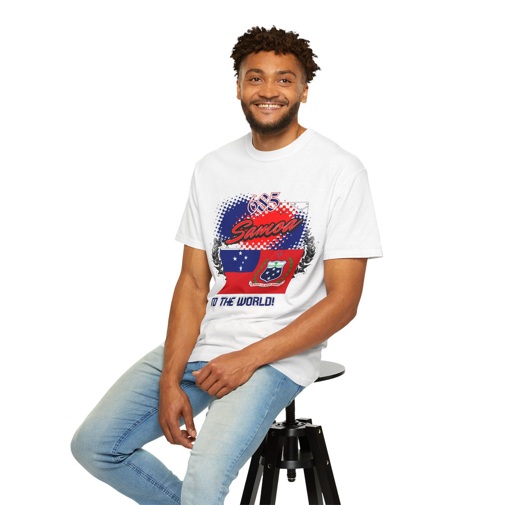 685 Samoa Pride T-Shirt — 'Samoa to the World' Flag Graphic