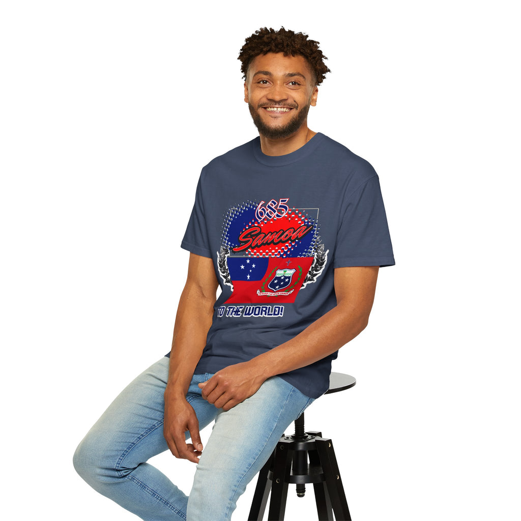 685 Samoa Pride T-Shirt — 'Samoa to the World' Flag Graphic