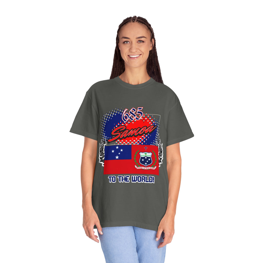 685 Samoa Pride T-Shirt — 'Samoa to the World' Flag Graphic