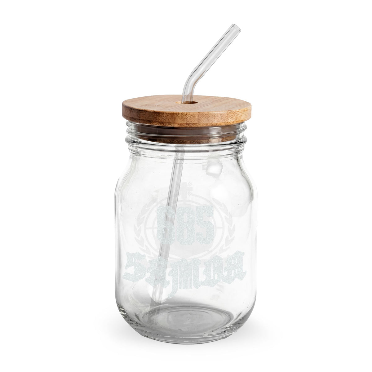 Samoan-Inspired Engraved 16oz Glass Sipper with Bamboo Lid & Straw