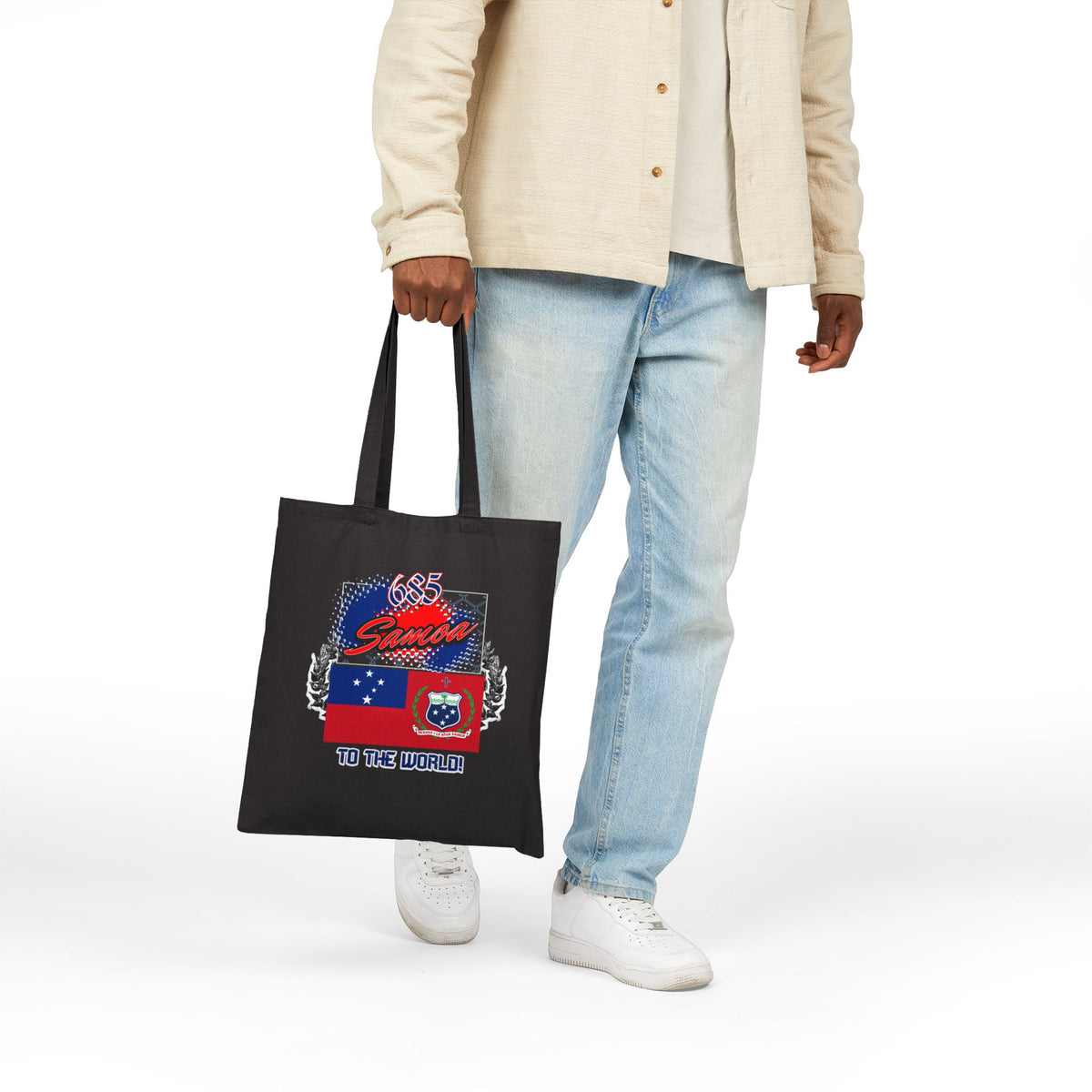 Samoa 685 Flag Tote Bag – 'To The World!' Cotton Canvas Tote