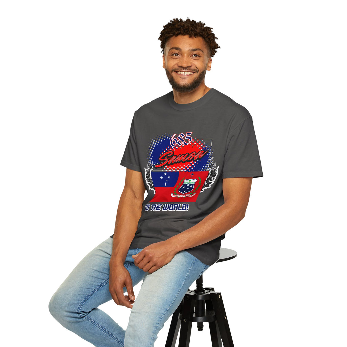 685 Samoa Pride T-Shirt — 'Samoa to the World' Flag Graphic