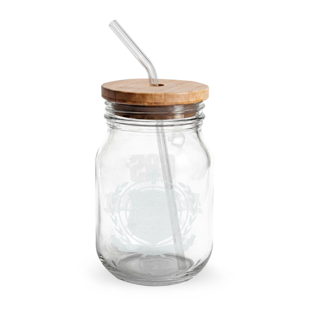 Samoan-Inspired Engraved 16oz Glass Sipper with Bamboo Lid & Straw