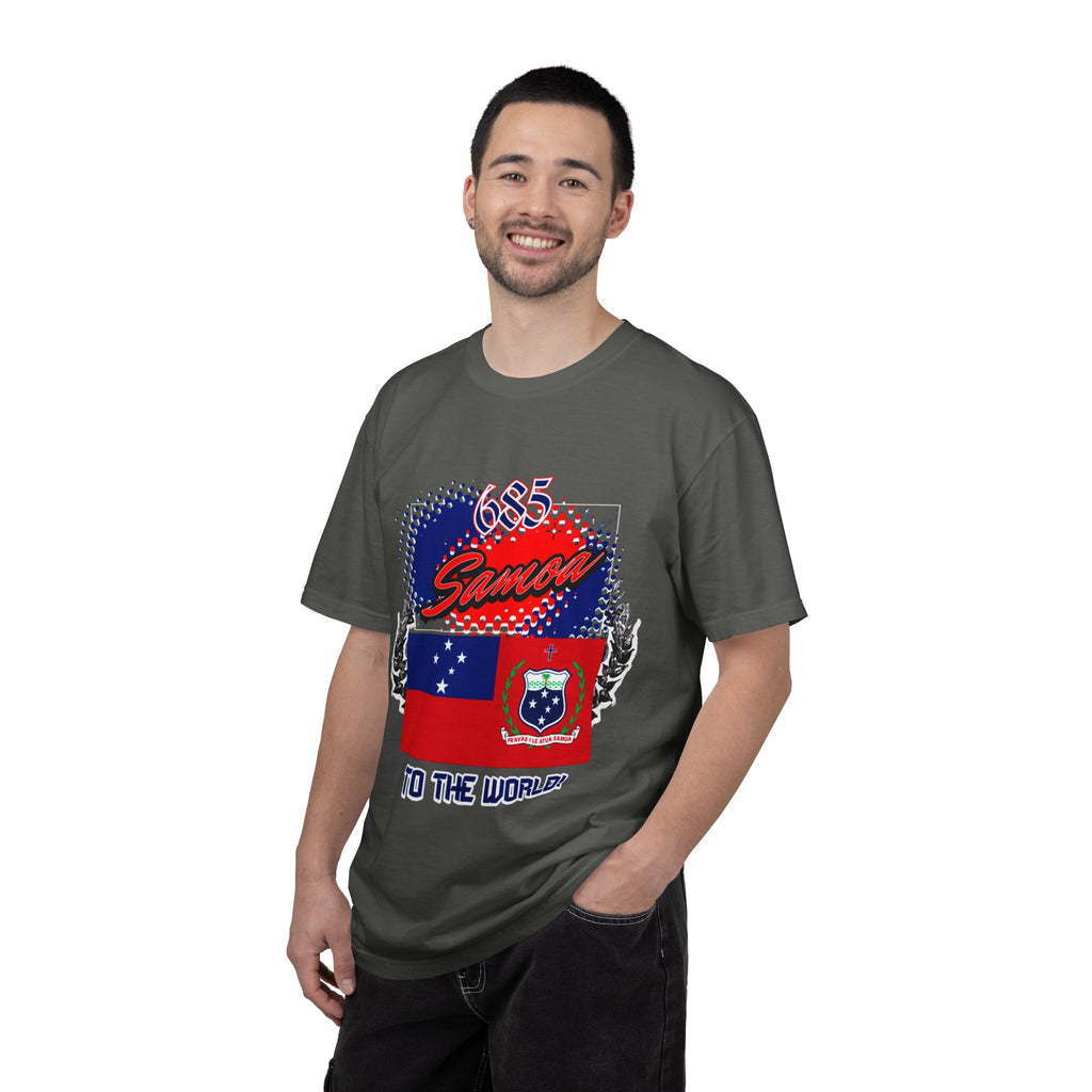 685 Samoa Pride T-Shirt — 'Samoa to the World' Flag Graphic