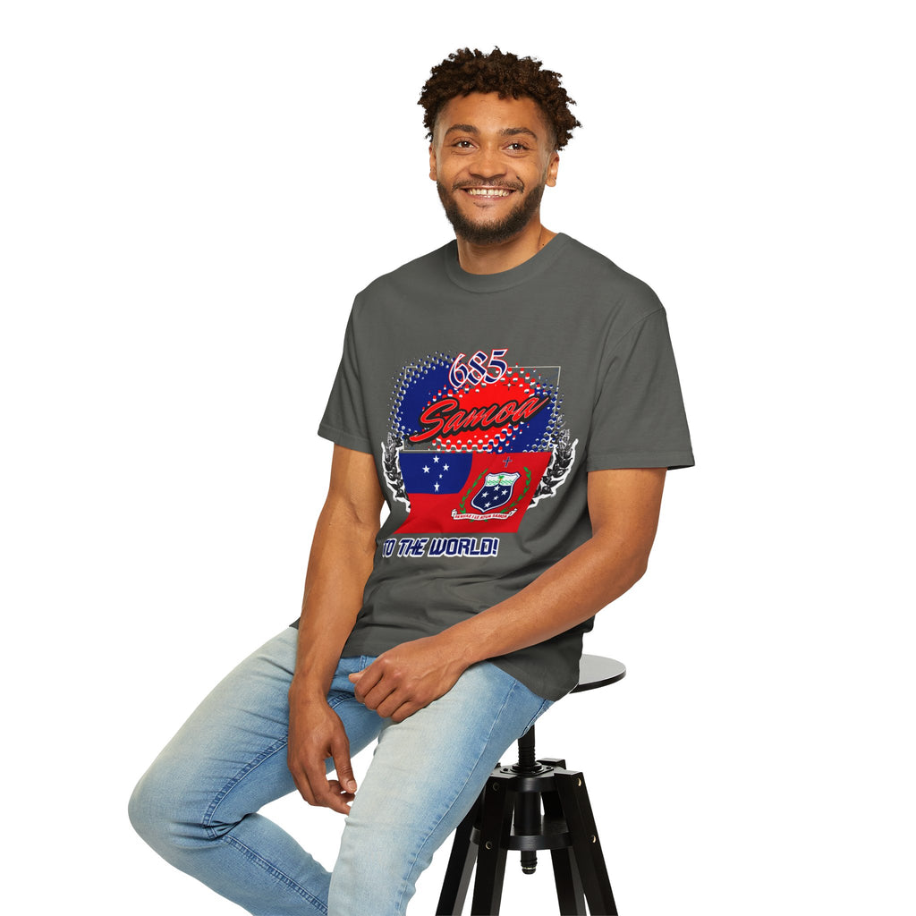 685 Samoa Pride T-Shirt — 'Samoa to the World' Flag Graphic
