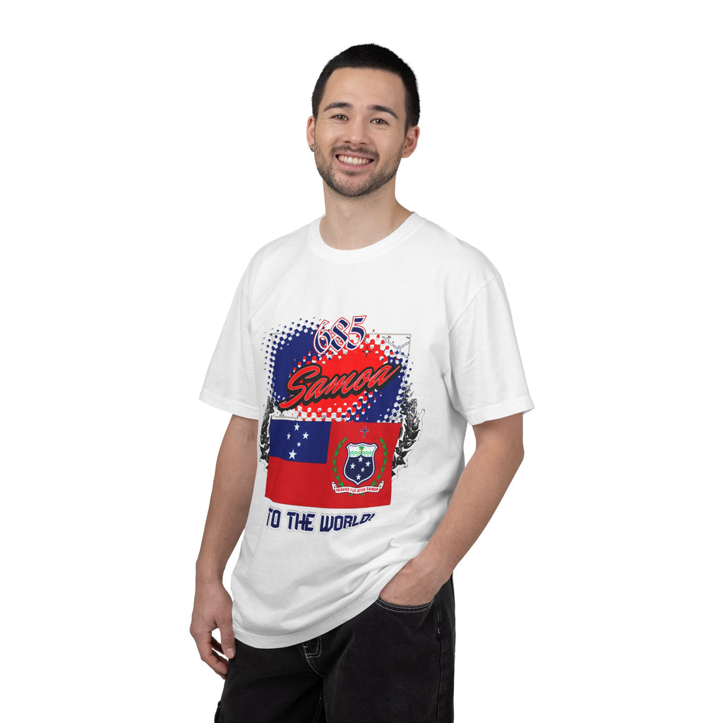685 Samoa Pride T-Shirt — 'Samoa to the World' Flag Graphic