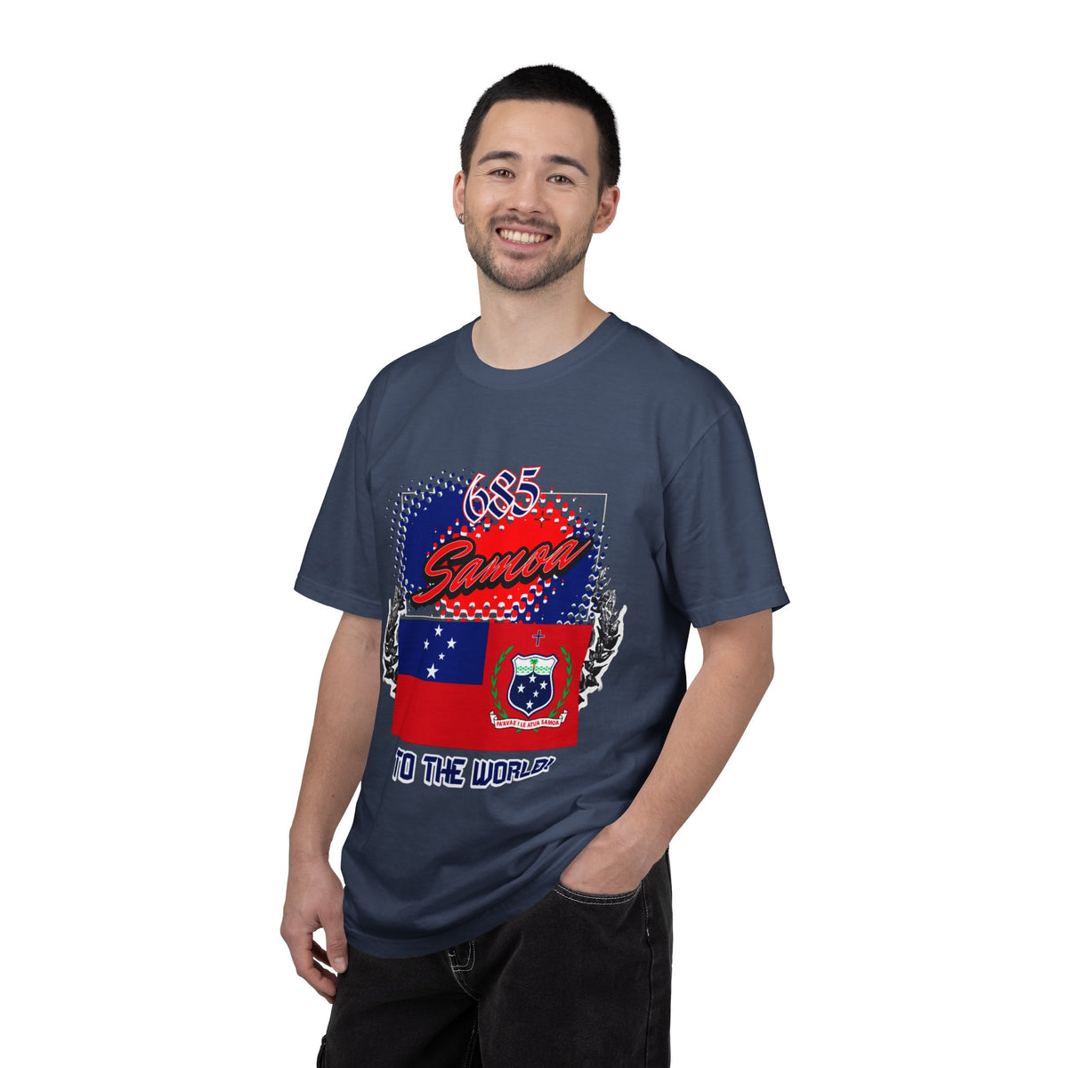 685 Samoa Pride T-Shirt — 'Samoa to the World' Flag Graphic